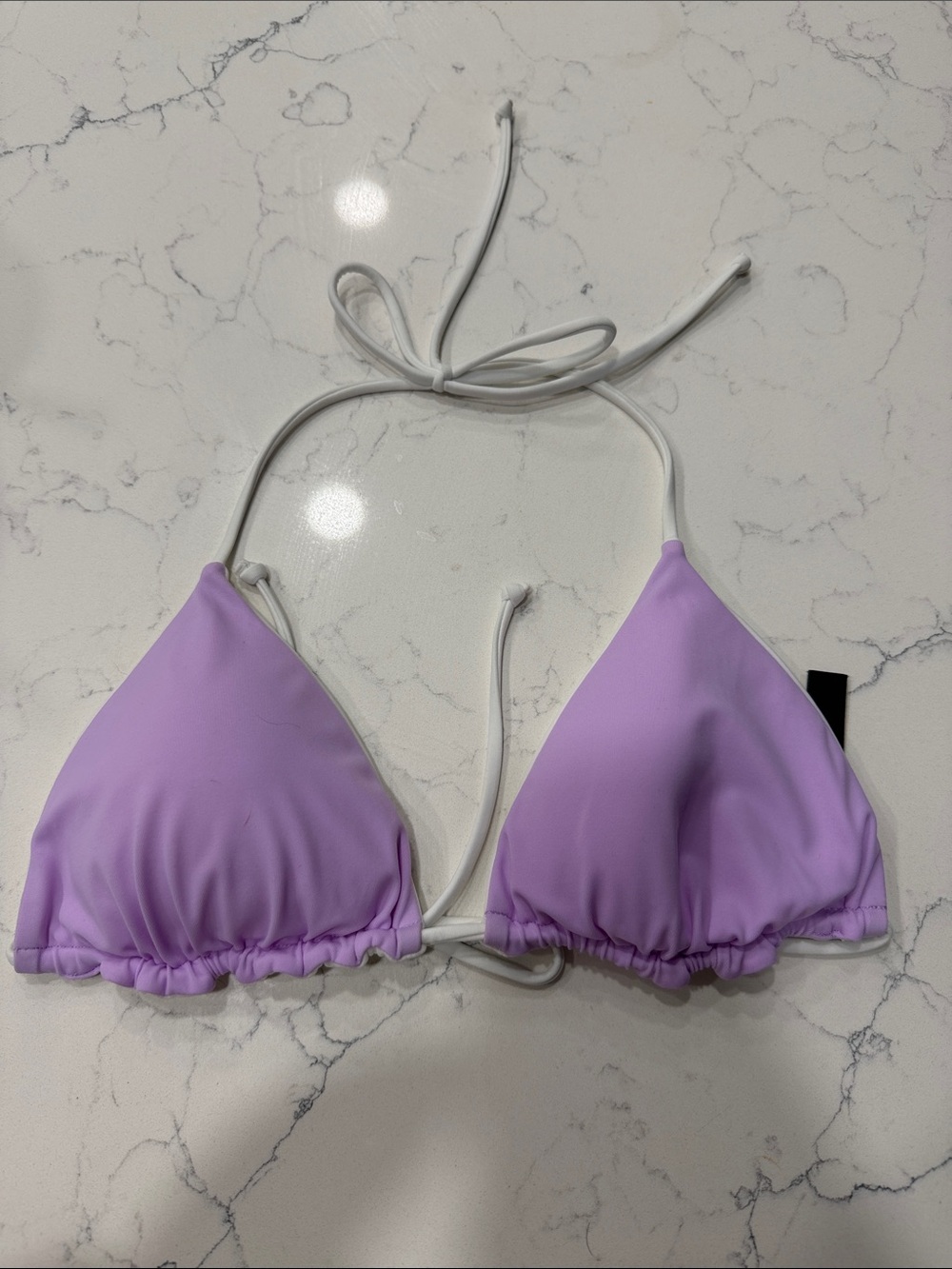 PINK Victoria's Secret Lilac Triangle Bikini Top with White Ties